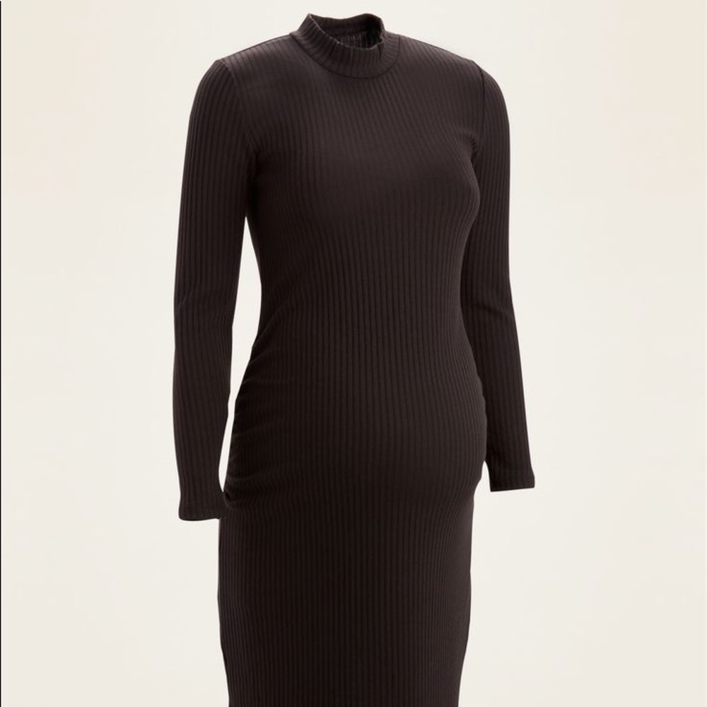 Old Navy Maternity Rib-Knit Mock-Neck Midi Dress